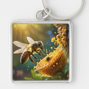 Fantasy Niedlich Bee Blume Sun Schlüsselanhänger