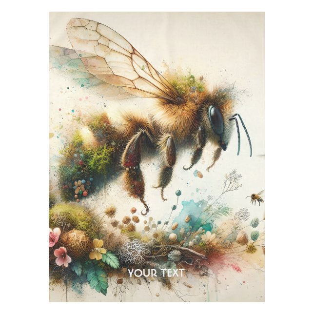 Fantasy Niedlich Bee Watercolor Blume Tischdecke (Vorderseite)