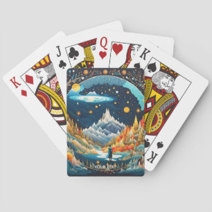 Fantasy Niedlich bestickte Nachtlandschaft Spielkarten