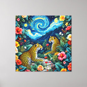 Fantasy Niedlich Big Cats Blume Leinwanddruck