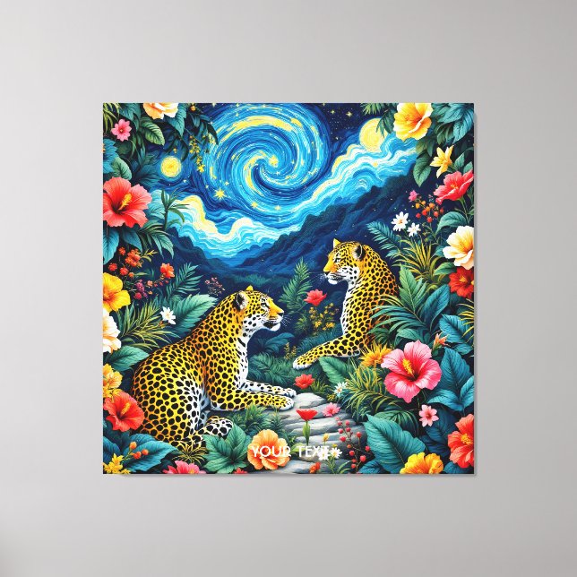 Fantasy Niedlich Big Cats Blume Leinwanddruck (Vorderseite)