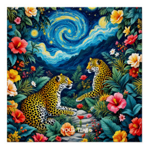 Fantasy Niedlich Big Cats Blume Poster