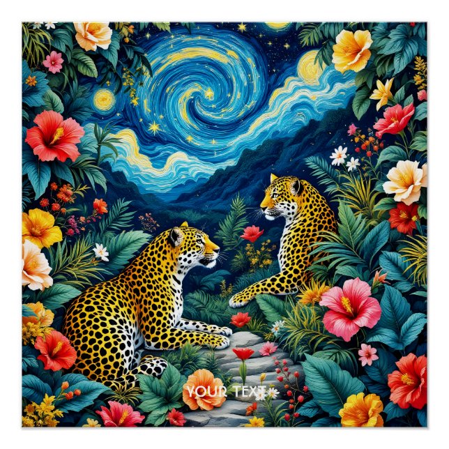 Fantasy Niedlich Big Cats Blume Poster (Vorderseite)