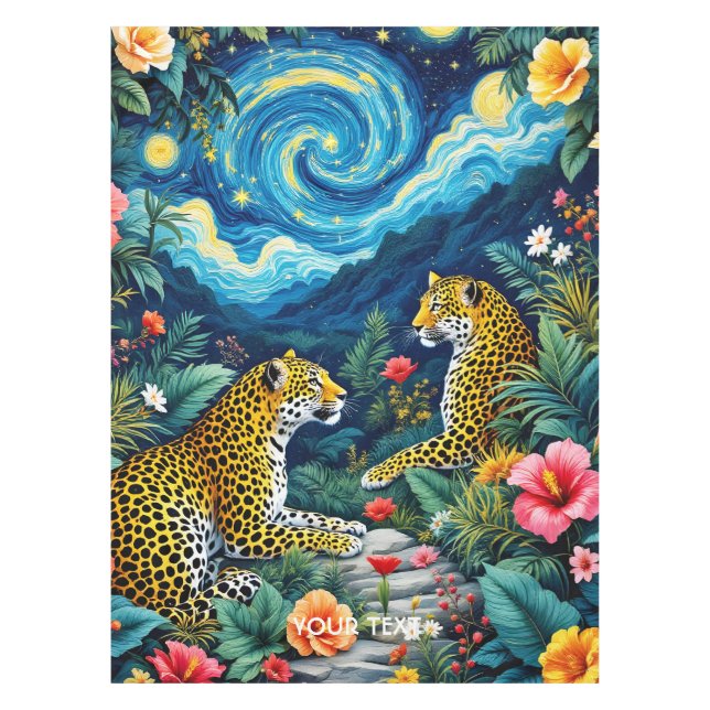 Fantasy Niedlich Big Cats Blume Tischdecke (Vorderseite)