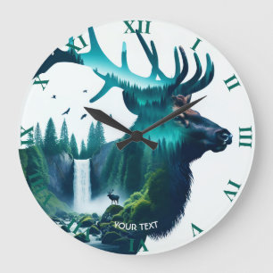 Fantasy Niedlich Big Elk Landschaft Große Wanduhr