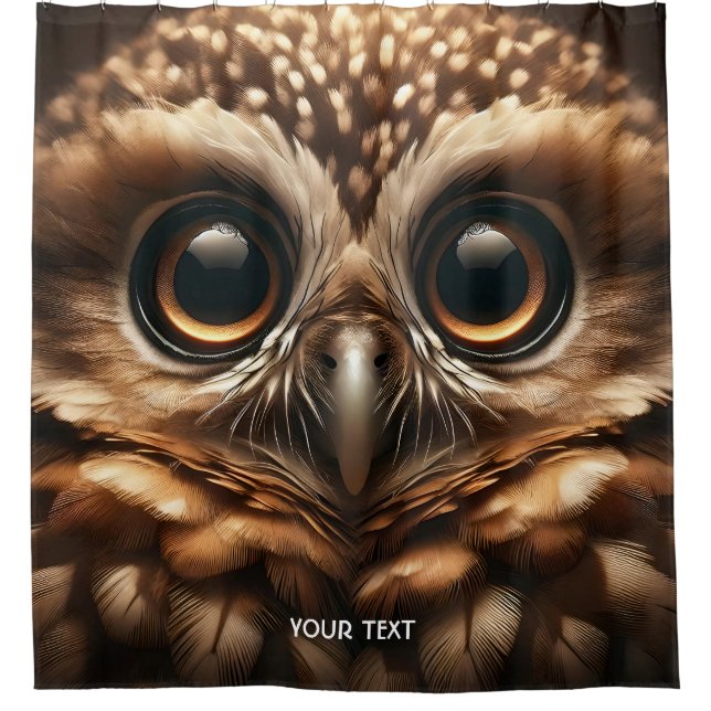 Fantasy Niedlich Big Eyes Owl Duschvorhang (Vorderseite)
