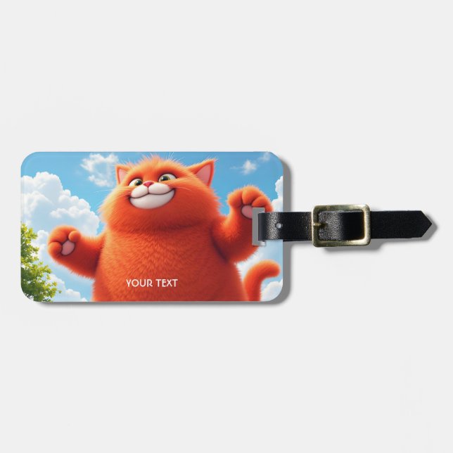 Fantasy Niedlich Big Orange Cat Gepäckanhänger (Vorderseite horizontal)