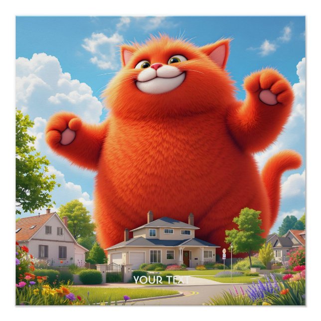 Fantasy Niedlich Big Orange Cat Poster (Vorderseite)