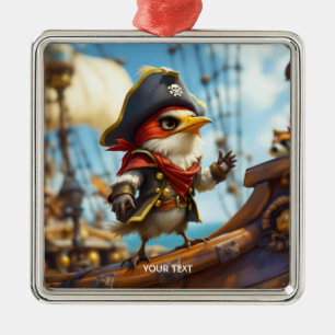 Fantasy Niedlich Bird Captain Pirate Ornament Aus Metall