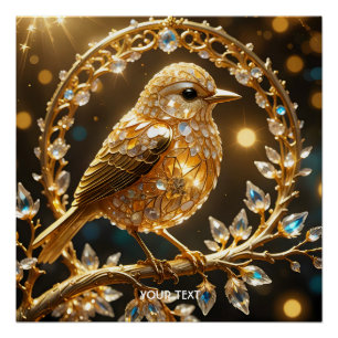 Fantasy Niedlich Bird Filigree Diamonds Poster