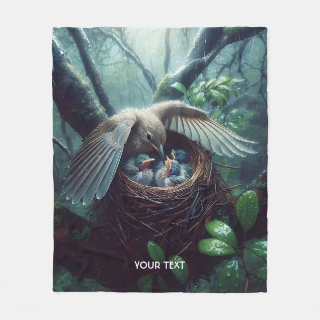 Fantasy Niedlich Bird Nest Rain Fleecedecke (Vorderseite)