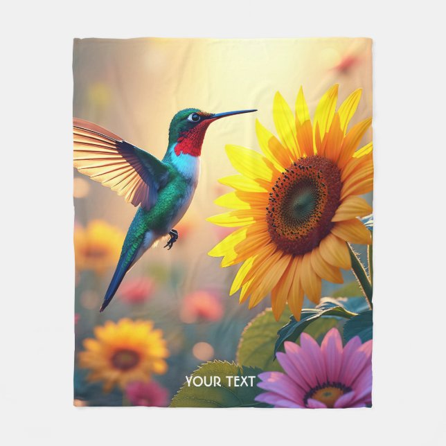 Fantasy Niedlich Bird Sunflower Blume Fleecedecke (Vorderseite)