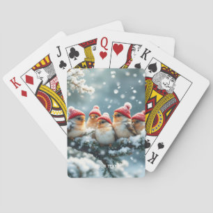 Fantasy Niedlich Birds Hat Snow Spielkarten