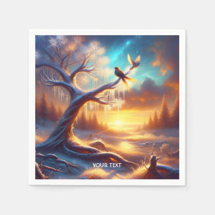 Fantasy Niedlich Birds Sunset Tree Serviette