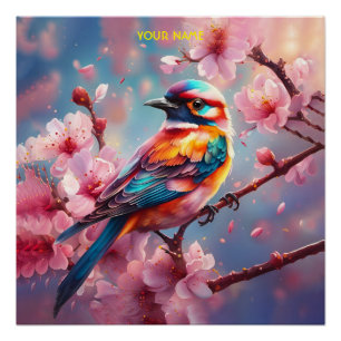 Fantasy Niedlich Blue Bird Sakura Poster