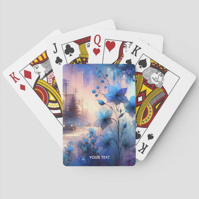 Fantasy Niedlich Blue Bllower City Spielkarten (Rückseite)