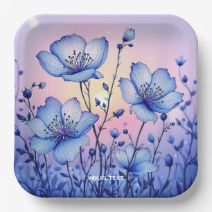 Fantasy Niedlich Blue Bllower Field Pappteller