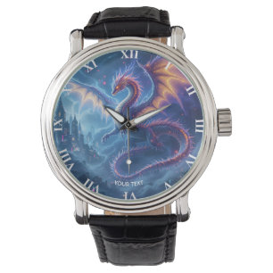 Fantasy Niedlich Blue Dragon City Armbanduhr