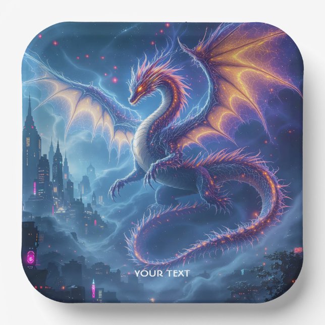 Fantasy Niedlich Blue Dragon City Pappteller (Vorderseite)