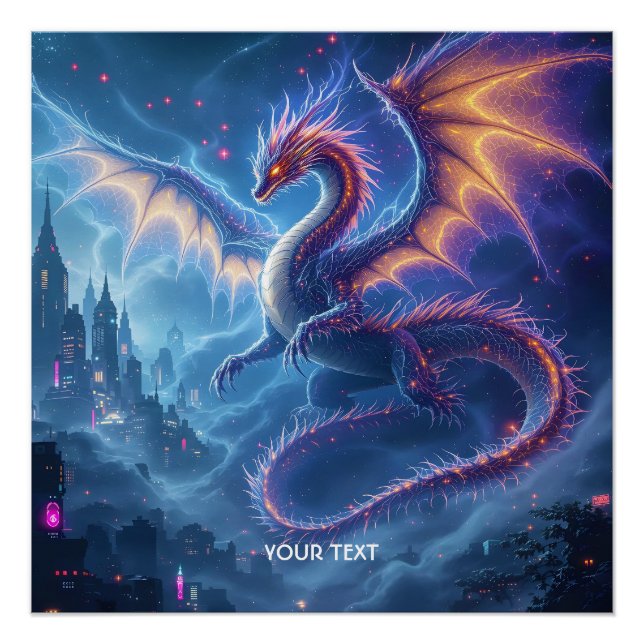 Fantasy Niedlich Blue Dragon City Poster (Vorderseite)