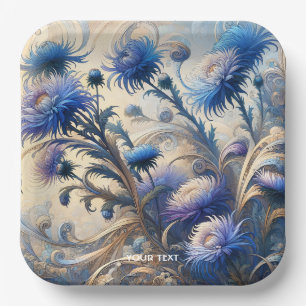 Fantasy Niedlich Blue Flowers Zeichnend Pappteller