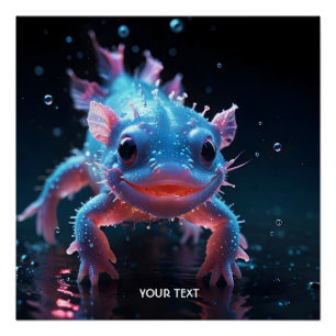 Fantasy Niedlich Blue Lächeln Axolotl Poster