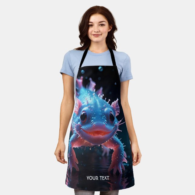 Fantasy Niedlich Blue Lächeln Axolotl Schürze (Getragen)