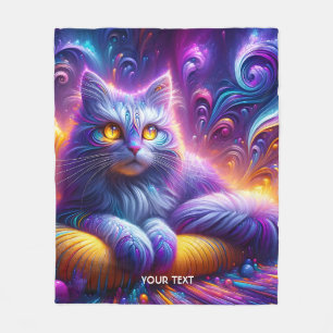 Fantasy Niedlich Blue Lila Cat Fleecedecke