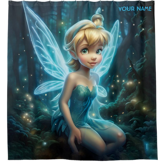 Fantasy Niedlich Blue Magic Fairy Duschvorhang (Vorderseite)