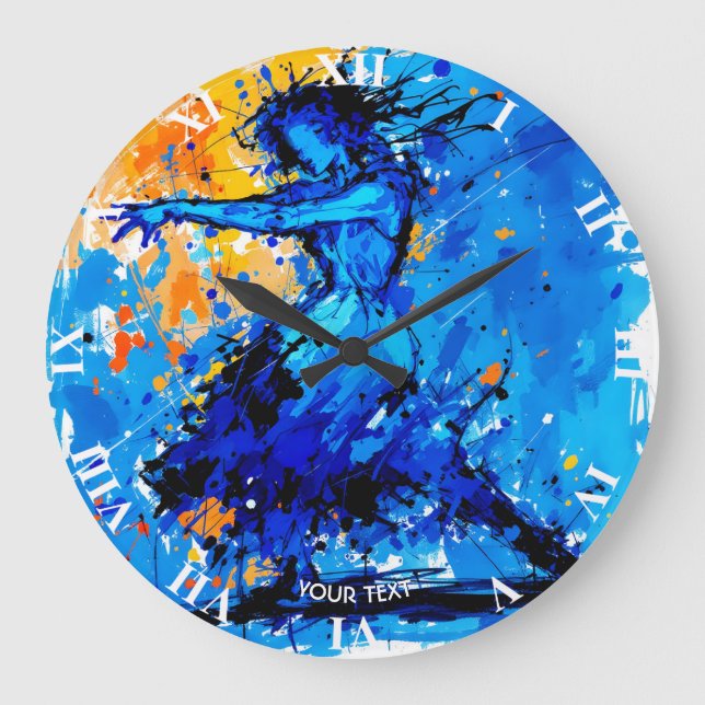 Fantasy Niedlich Blue Orange Dancer Große Wanduhr (Vorderseite)