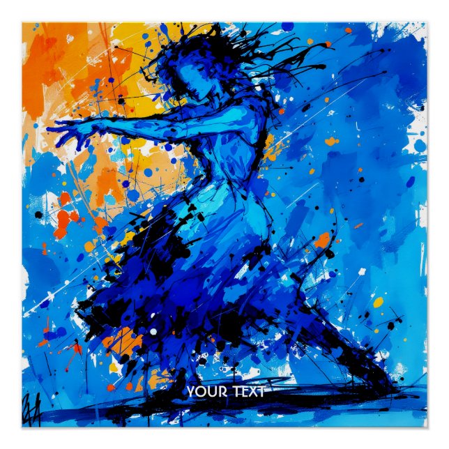 Fantasy Niedlich Blue Orange Dancer Poster (Vorderseite)