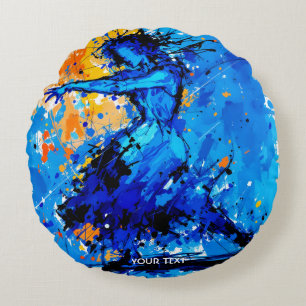 Fantasy Niedlich Blue Orange Dancer Rundes Kissen