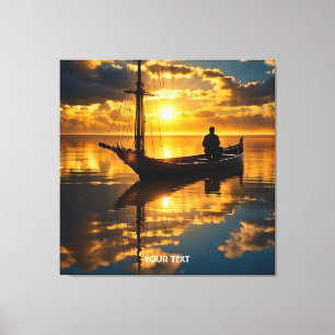 Fantasy Niedlich Boat Sunset Sea Leinwanddruck