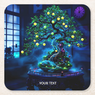 Fantasy Niedlich Bonsai Tree Lights Rechteckiger Pappuntersetzer