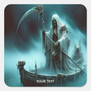 Fantasy Niedlich Boote Seltsame Abbildung Quadratischer Aufkleber