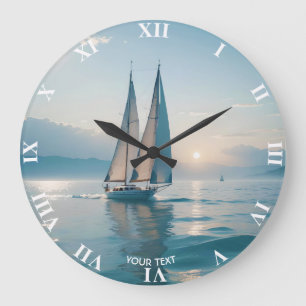 Fantasy Niedlich Boote Sun Große Wanduhr