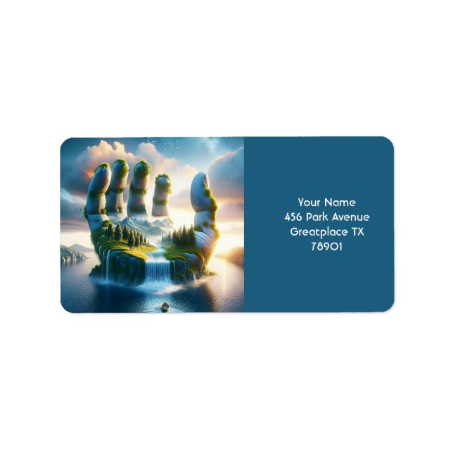 Fantasy Niedlich Bridge Lake Hand Adressaufkleber (Vorne)