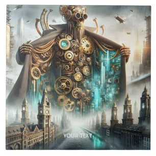 Fantasy Niedlich Bridge Steampunk Robot Fliese