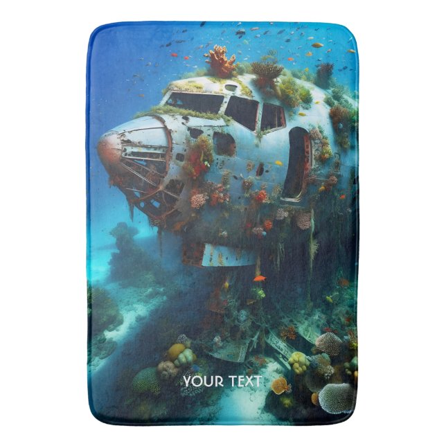 Fantasy Niedlich Broken Airplane Ozean Badematte (Vorderseite Vertikal)