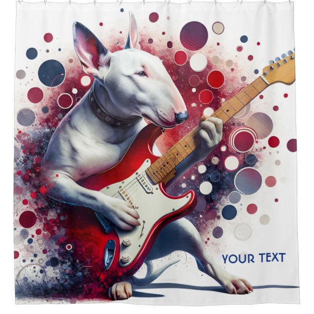 Fantasy Niedlich Bull Terrier Guitar Duschvorhang (Vorderseite)
