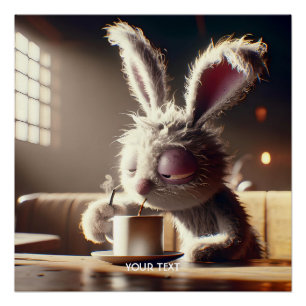 Fantasy Niedlich Bunny Drink Coffee Poster