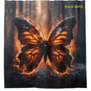 Fantasy Niedlich Butterfly Fire Forest Duschvorhang