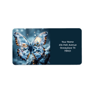 Fantasy Niedlich Butterfly Pilze Winter Adressaufkleber