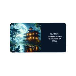 Fantasy Niedlich Cabin Lake Crocodile Adressaufkleber