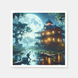 Fantasy Niedlich Cabin Lake Crocodile Serviette