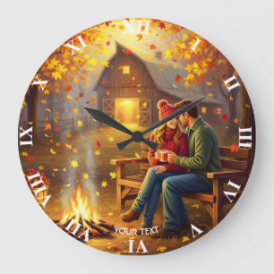 Fantasy Niedlich Campfire Datum Land Große Wanduhr