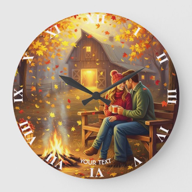 Fantasy Niedlich Campfire Datum Land Große Wanduhr (Vorderseite)