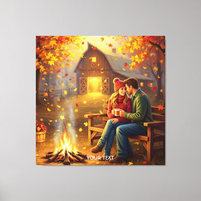 Fantasy Niedlich Campfire Datum Land Leinwanddruck (Vorderseite)