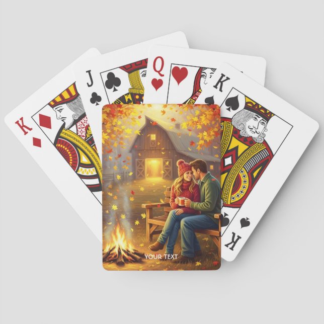Fantasy Niedlich Campfire Datum Land Spielkarten (Rückseite)