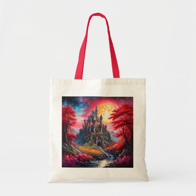 Fantasy Niedlich Castle Moon Trees Tragetasche (Vorne)